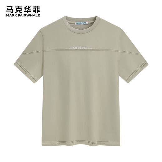 马克华菲 【个性明线设计】短袖T恤男25夏季圆领字母印花百搭休闲百搭T恤 701卡其 L
