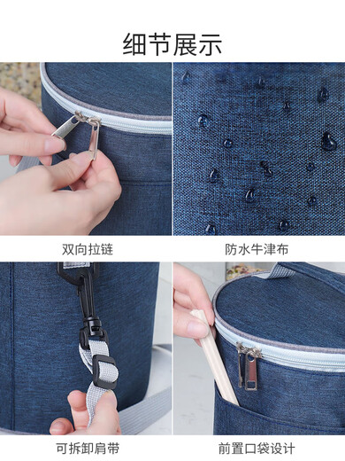 Baichunbao thickened thermal bag portable lunch bag large capacity waterproof aluminum foil refrigerated bag rice bag lunch box bag with rice bucket Navy medium long-lasting thermal insulation 0 Howard Johnson
