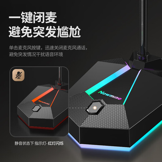 Newman ZM01P computer microphone, USB gaming desktop noise reduction microphone, computer desktop notebook, e-sports colorful RGB lighting effect, live voice recording condenser microphone