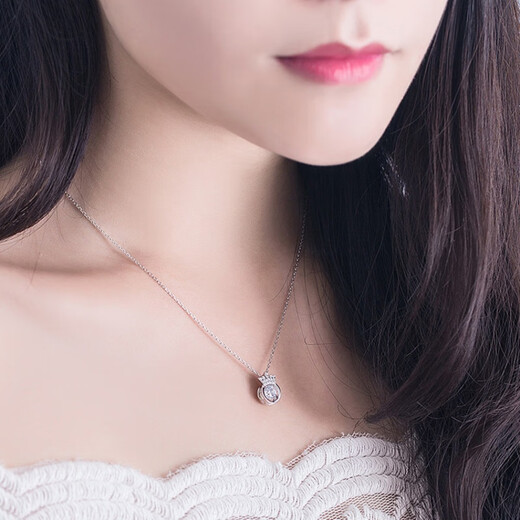 Fat Donglai same style 18K gold smart diamond necklace women's model PT950 platinum model 18Kl white gold inlaid with pendant clavicle smart pendant + cross chain platinum