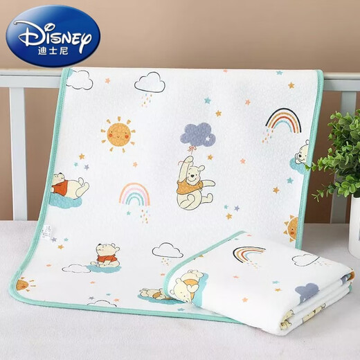 迪士尼（Disney）透气可洗隔尿垫婴儿童大号防水垫新生儿用品尿布垫姨妈月经垫 【彩虹小熊】A类纯棉+防水 70*100cm【一条】