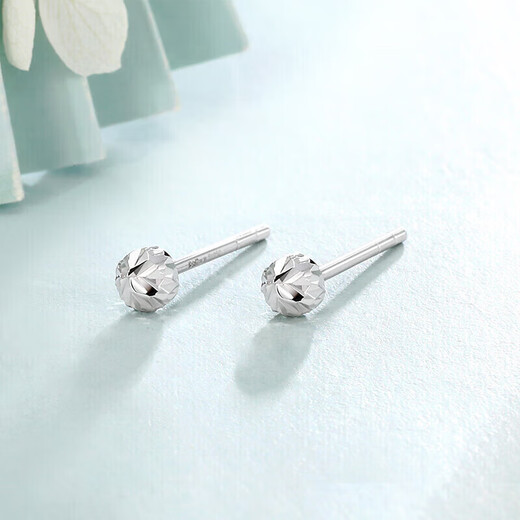 Mengjinyuan Platinum Earrings PT950 Car Flower Small Balls Ear Sticks Ear Needles Earrings Women's Pair