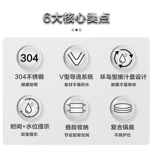 SUPOR 26cm steamer three-layer stainless steel double bottom 304 series all-steel pot body large capacity steamer SZ26E7