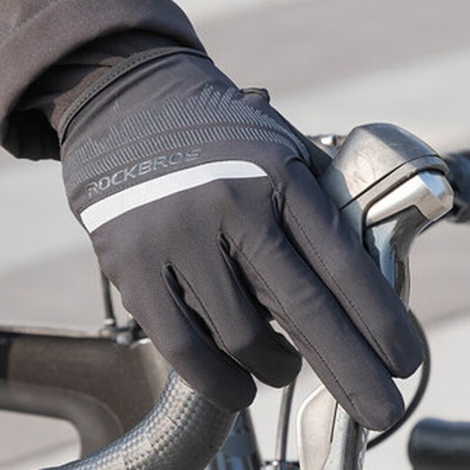 ROCKBROS Cycling Gloves Full Finger Half Finger Cycling Road Bike Gloves Long Finger Men and Women Spring, Summer and Autumn Touch Screen (Long Finger Gloves L)