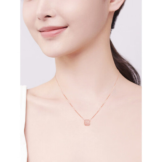 Chiba Jewelry 18K gold diamond pendant necklace square simple geometric square rose gold pendant girlfriend birthday gift