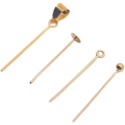 WSAY 18k gold buckle universal 18 kinds of plain plug light pearl needle full hole pearl sealing back cover plus counter 18K gold golden yellow supermarket round T needle 15MM one