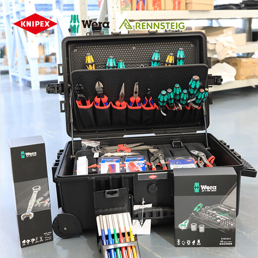 KNIPEX mechanic's professional tool box 33 pieces of repair tools including needle nose pliers, diagonal pliers, bolt cutters, screwdrivers K.00 21 37 KC including tools + box