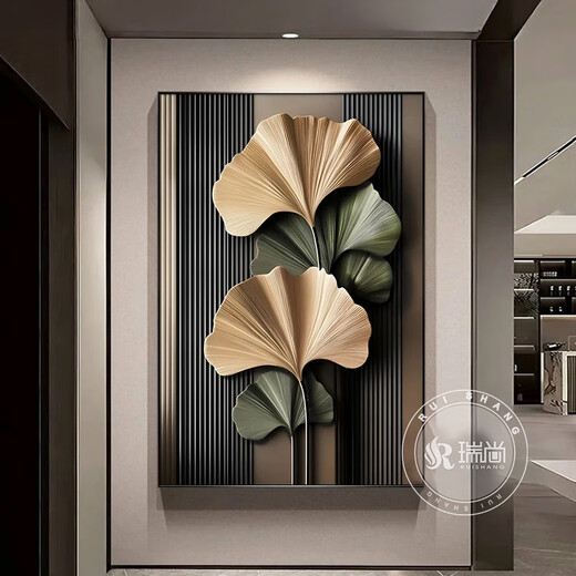 Ruishang (RUISHANG) minimalist abstract porch decorative painting, modern simple model room hanging painting, floor painting, living room sofa background wall painting, 80*120 aluminum alloy frame + crystal porcelain surface (recommended)