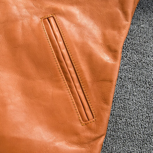 
Show Stage Niche Wax-Sensory KB Bear Men's Top Layer Cowhide Leather Jacket High-quality Fashion Genuine Leather Jacket Orange 3XL/185