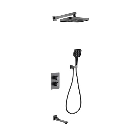 Hansgrohe hot-melt all-copper in-wall concealed shower gun gray hidden embedded pre-embedded hot and cold shower set 10 (constant temperature shower) 12 inches