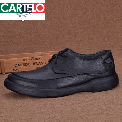 Katile Crocodile brandneue Modeklassiker Zehenschicht Cowide Business Casual Herren Lederschuhe echtes Leder dickes Sohle Weiche Leder Europäische und amerikanische Herrenschuhe Schwarz 3899 41