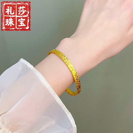 Reza Old Phoenix 999 Bengal Red Gold Jewelry Sand Gold Explosive Three-Side Broken Gold Bracelet Crushed Ice 6N Wide 6N Three-Side Broken Ice Bracelet 56 Rings