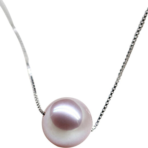 Dingying perfect round extremely bright and flawless purple Passepartout pearl necklace single pink necklace pendant clavicle chain extremely bright pink flawless chain 8-8.5mm43cm