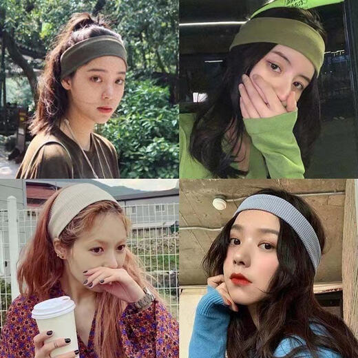 Jiaolu sports headband unisex sweat-absorbent running and going out headband knitted face wash headband scarf women black-single pack