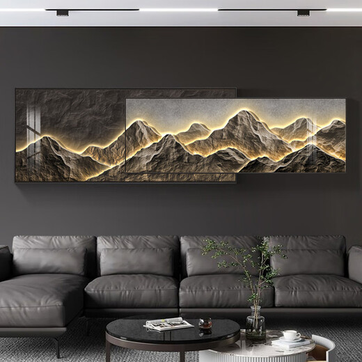 Mopai modern light luxury living room sofa background wall decoration painting 2025 new superimposed painting minimalist high-end hanging painting with backing 240x65cm (suitable for 3.5m sofa) crystal porcelain