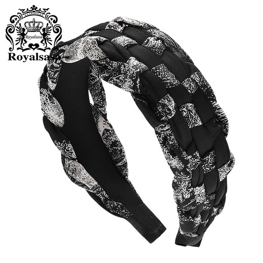 Royal sasa Royal salsa retro braided high skull headband wide edge high-end pressure-sensitive hair headband pastoral knitted headwear