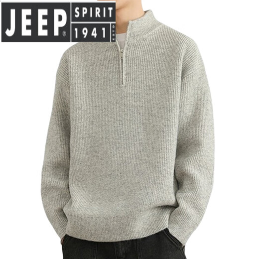 Jeep Spirit Light Luxus Halbzipper Stand Halsband Pullover Herren Winter Wärme Innere Wear Herrenpullover Teenager LO6627 Hellgrau M ungefähr 90 ~ 115 Jin [Jin gleich 0,5 kg] kann getragen werden