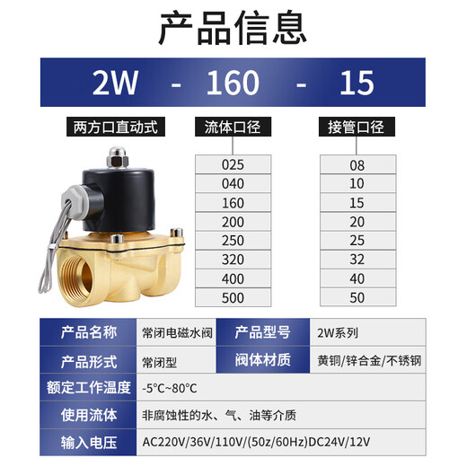 Jinggong all-copper normally closed solenoid valve electronically controlled water valve switch gas valve 220V24V control valve water discharge battery valve water control valve 08 2 points AC220V