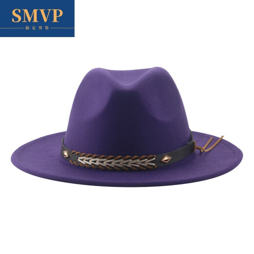 SMVP Tibetan top hat cowboy hat felt hat western cowboy woolen Tibetan hat ethnic style Xinjiang Tibet travel hat brown M (56-58cm)