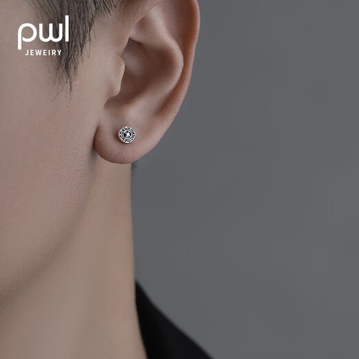 PWLS925 silver rudder earrings for men and women, retro old-fashioned high-end ear bone nails, personalized single ear piercing and versatile earrings 925 silver rudder earrings single