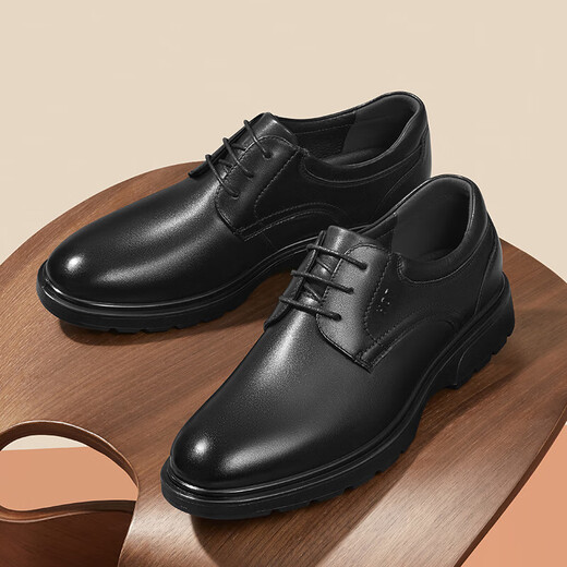 Red Dragonfly Leather Shoes Spring Men's Business Casual Leather Shoes Workplace Work Shoes Cowhide Men's Shoes WTA14131 Black 40