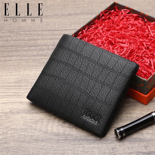 Elle Homme Herren Short Wallet, Top-Layer-Hirschhaut-Mehrzweck-Ticketclip, vertikale Brieftasche, 0720 Geburtstagsgeschenk
