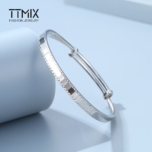 TTMIX platinum bracelet women's pt950 bright simple platinum bracelet hollow push-pull adjustable 23.3-23.5g