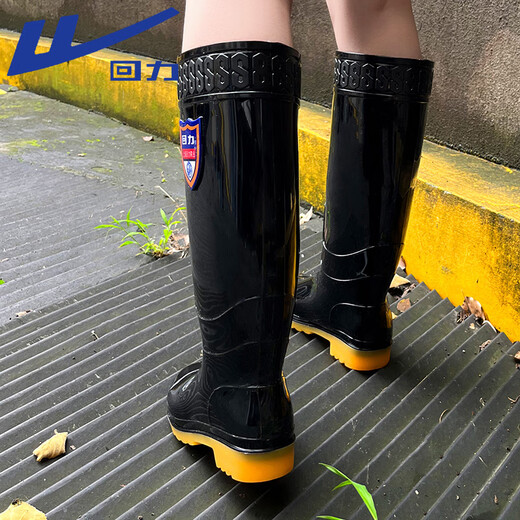Pull-back rain boots for men, outdoor rainy days, waterproof, non-slip rain boots, rubber shoes, wear-resistant take-out water shoes for the sea, 67-1, black high tube 41