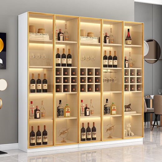 Yunxi home wine cabinet living room wine cabinet household floor-standing sideboard storage cabinet display cabinet simple with tempered glass door wine cabinet light luxury gray single door 40*40*200 with light without wine compartment