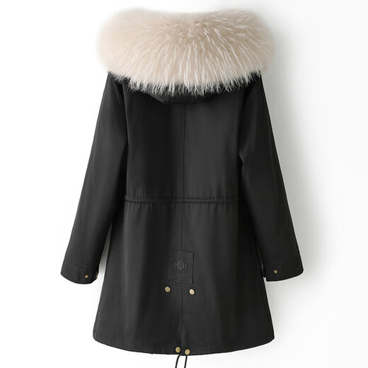 
Aoerrun Haining 2024 winter new fox fur coat women's parka coat real fur young high-end coat medium-length black shell colorful inner liner M 90-105Jin[Jin equals 0.5 kg]