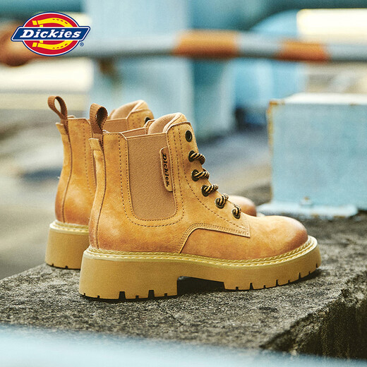 Dickies Martin boots men's boots autumn and winter new work boots men's big yellow boots Chelsea boots men and women couples outdoor short boots earthy 43