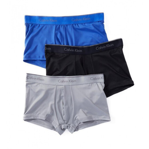 Calvin Klein/凯文克莱男士短内裤平角裤棉舒适3条装四角裤套装礼物BJ NB1289-902 Black/Cobalt w XL