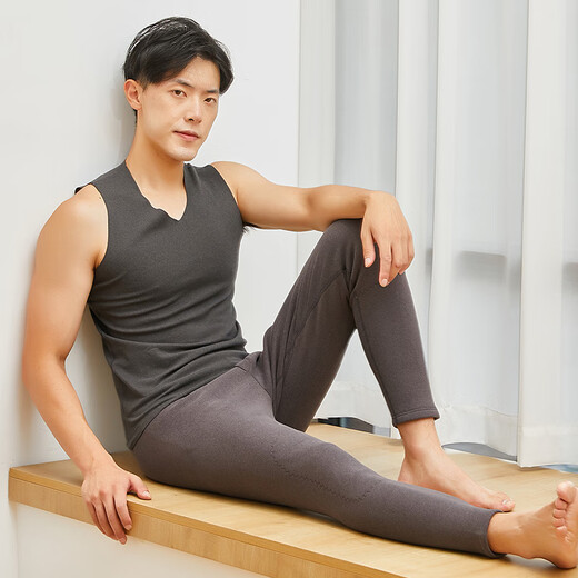 浪莎保暖裤男加绒加厚秋冬带护膝大码修身防寒打底毛裤男士棉裤秋裤