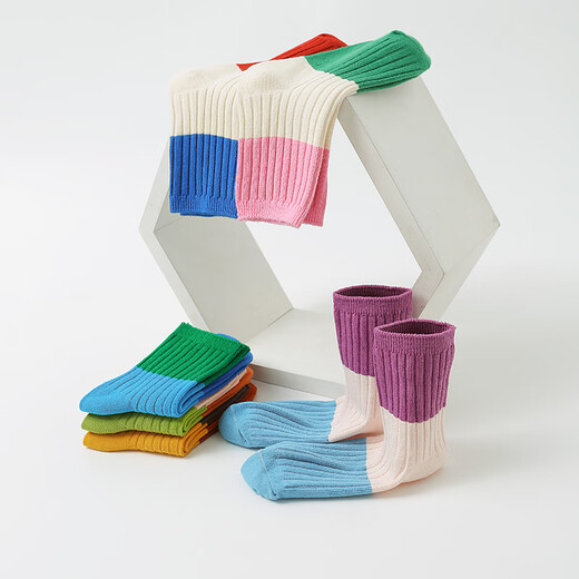 Six-fingered mouse boys and girls socks autumn and winter trendy ins baby girl thick cotton socks princess middle tube little boy medium and large children's children's socks 92A (double needle three primary colors) male 5 pairs one size fits all recommended 4-6 years old (shoe size 27-30 size / sock label 6-9 years old)