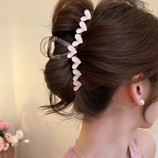 Bai Shilin small fresh love Korean hairpin headwear women's high-end hairpin 2025 new back of the head shark clip hair grabber pink-five hearts