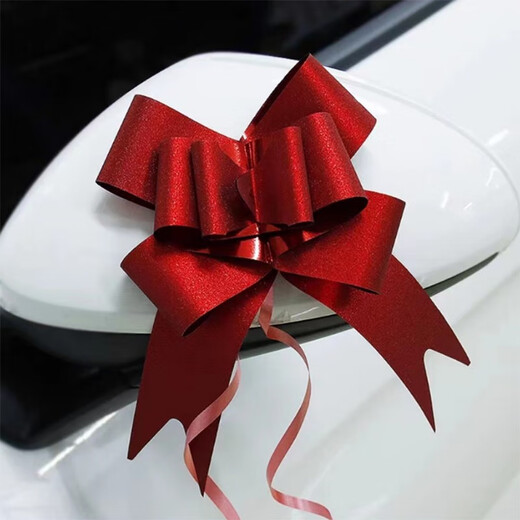 East Tiandi Grey hand-drawn flower ribbon decoration wedding car bow dowry souvenir gift flowers packaging frosted glitter pink Red colored green onion hand-drawn flower [10 large sizes]