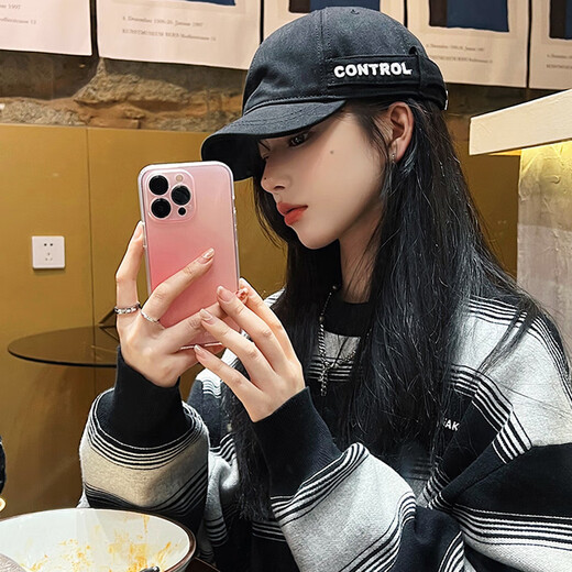 Fuxiaoge (fuxiaoge) American short-brimmed hat men's Japanese men's retro soft-top baseball cap women's niche fashion small-brimmed duck-tongued hat trend black Hong Kong style con short-brimmed hat one size fits all adjustable (55-59 cm)