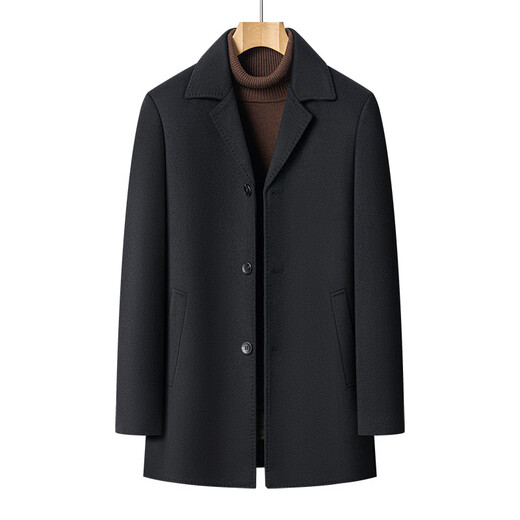 Prato Lee men's wool coat men's loose thickened double-sided wool coat men's autumn and winter business casual wool clothes men's clothing Khaki M (170)
