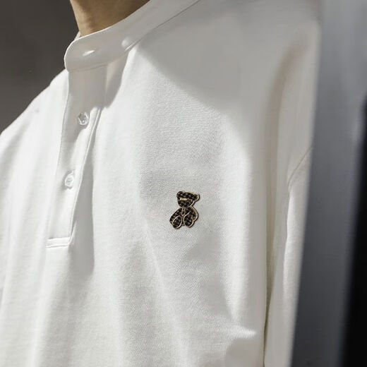 Yingtang Autumn Henry Collar Long Sleeve T-Shirt Men's Plus Velvet Large Size POLO Bottoming Shirt Spring and Autumn Men's Sweater White Autumn Style Regular M Recommendation-115Jin Jin is equal to 0.5kg