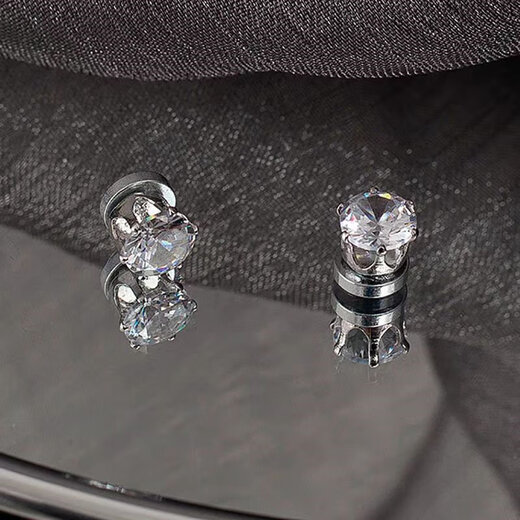 Meng Keduo magnet earrings for men without pierced ears, ear clips for men, white diamond without pierced earrings, handsome magnetic suction, American niche style earrings, rhinestone magnetic suction earrings, 6mm+8mm each pair