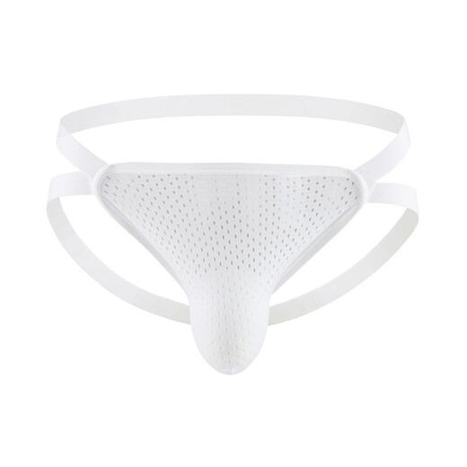 Men's Sexy Underwear Men's Thong Low Waist Back Empty Double Butt Mesh Breathable Sexy Sexy Underwear White M