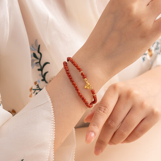 Baoxin Fanrui BOSFRU Southern Red Bracelet Full of Flesh Flame Pattern Natural Persimmon Red Bracelet with High Rise and Multi-circle Stacked Wear Gifts for Women. 5A Nan Red Double Layer Stacked Bracelet. Bracelet Length 14cm