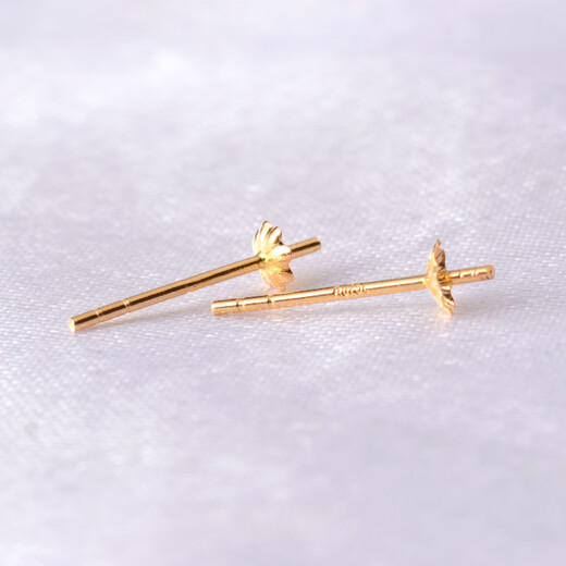 Yuanzu 18k gold earrings empty support pearl earring accessories Mabei universal earrings support ear needle diy accessories gold ear support No. 3 3.2mm glossy pair thickened solid-k yellow