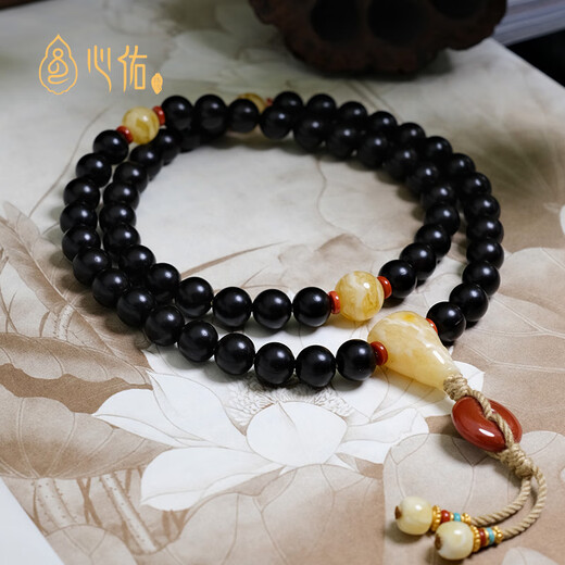 Xinyou Natural Russian Material Demonic Flower Beeswax Round Bead Single Wenwan Bracelet Accessories Top Beads with Beads Loose Beads Single Bead Demonic Flower Round Bead 9mm/Single