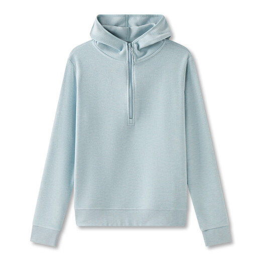 雲上生活【宁静卫衣】连帽微宽松显瘦休闲半拉链卫衣女2025秋V9896 浅水蓝 330G雪花绒（面料娇嫩轻柔洗护） M 155-160cm 体重105斤以内