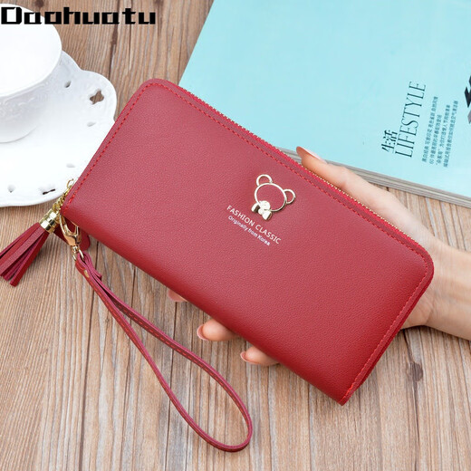 Daohuatu neuer Brieftasche für Frauen Langer koreanischer Mode Handheld Hand Halting Coin Brieftasche Reißverschluss Multifunktionales Mobiltelefonbeutel Long Blau
