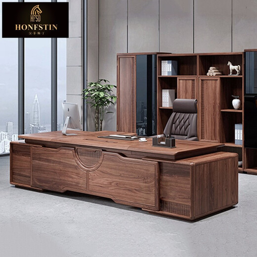 Hanfestin solid wood boss table, simple and modern new Chinese style executive table, general manager's office office furniture, custom president table and chairs 2.0m boss table