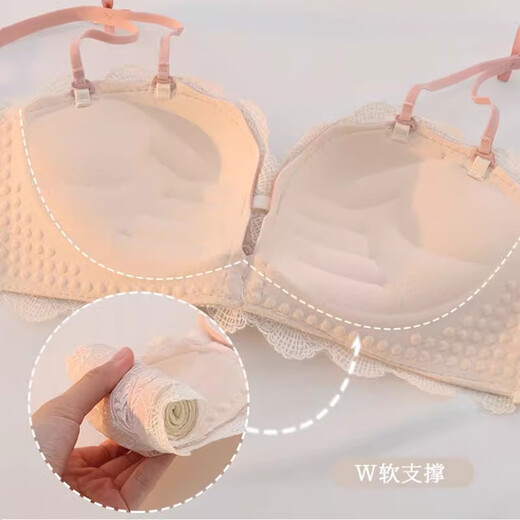 Yunshun underwear set, small breast push-up underwear, sexy pure desire, sweet lace girl push-up bra set, cream sweet peach bra set 36/80AB