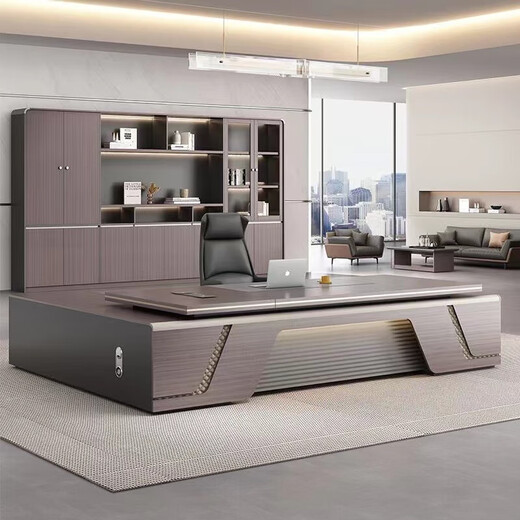 Fashionable and light luxury boss desk desk executive desk simple modern chairman's office desk and chair light luxury desk 3.2m boss desk (with multimedia cable box) + boss