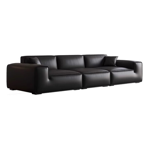 München italienisch minimalistische schwarze Kuh echte Ledersofa Wohnzimmer direkt sitzend tief und verdickte Wohnzimmersofa 683